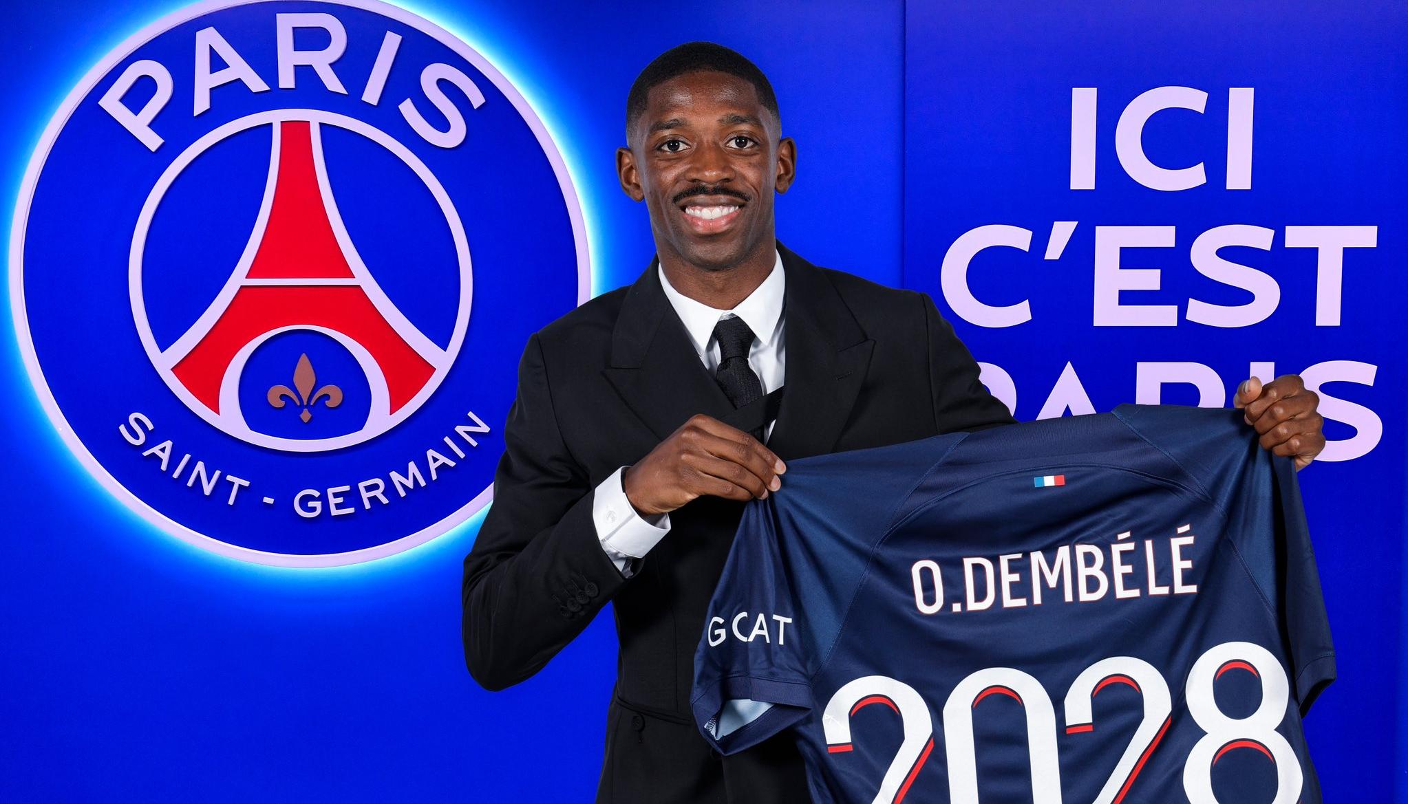 Ousmane Dembelé en su presentación como nuevo jugador del PSG.