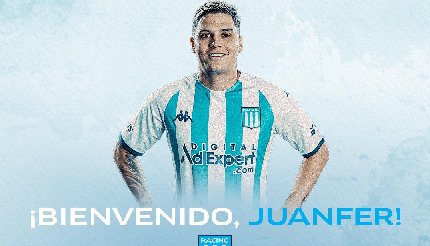 El anuncio de Juan Fernando Quintero como nuevo jugador de Racing.  