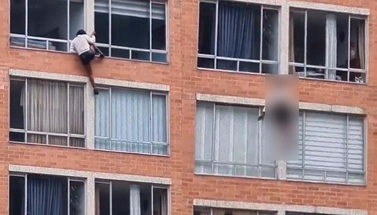 Momento en el que María Liz Moreno cae al vacío.