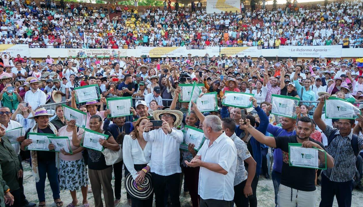 El Presidente Gustavo Petro en la reactivación del Sistema Nacional de Reforma Agraria y Desarrollo Rural en Sincelejo. Desde allí rechazó lo asegurado por su hijo Nicolás.