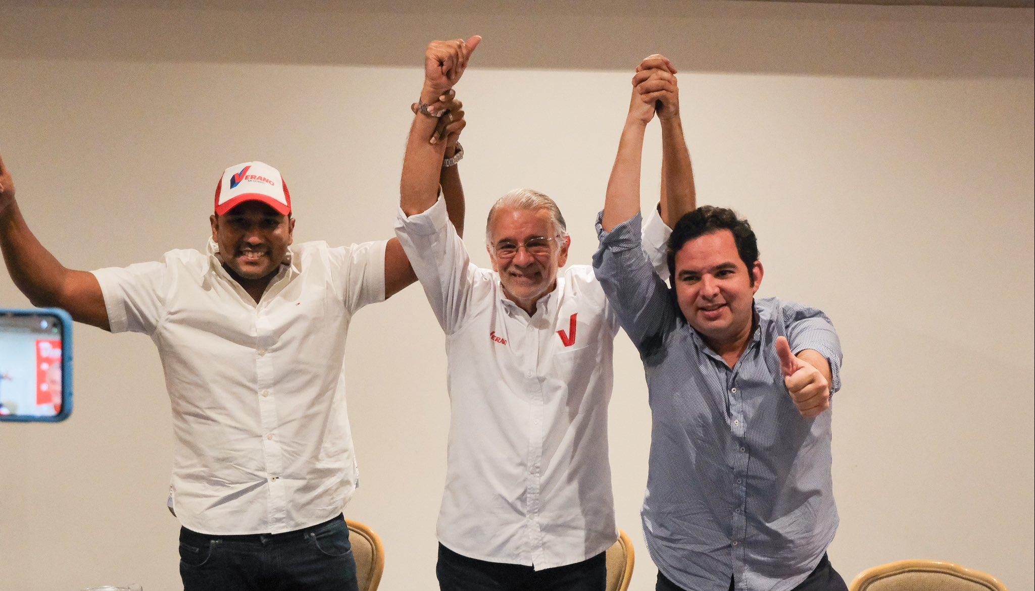 Óscar David Galán, Eduardo Verano y el senador del CD, Carlos Meisel.