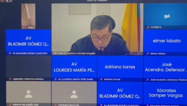 Aspecto de la audiencia ante el Tribunal Superior de Barranquilla Sala de Justicia y Paz. 
