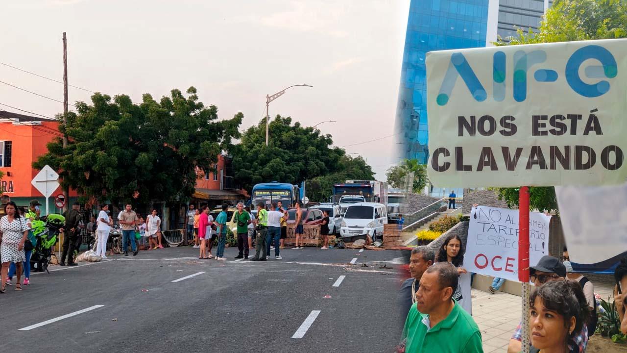 Bloqueos y protesta contra Air-e