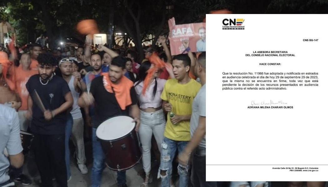La concentración de simpatizantes de Fuerza Ciudadana. En la siguiente imagen el certificado del CNE
