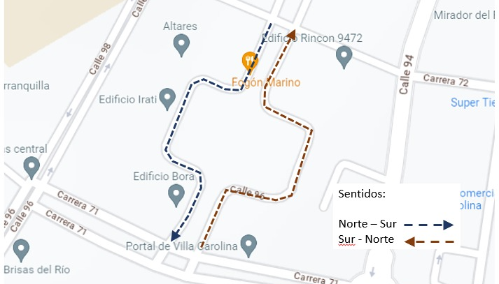 Cambio de sentido vial en el barrio Villa Carolina