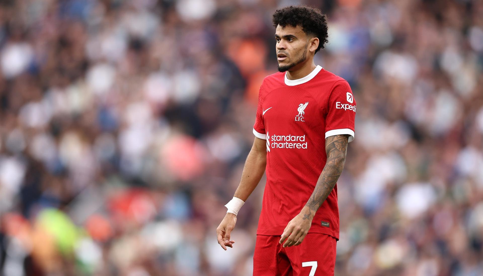 Luis Díaz con la camiseta del Liverpool.