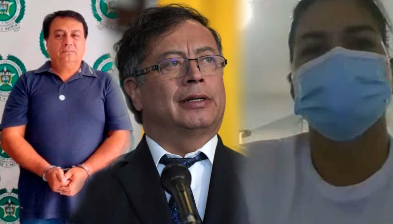 El narco Juan Carlos López, Gustavo Petro y Sandra Navarro.