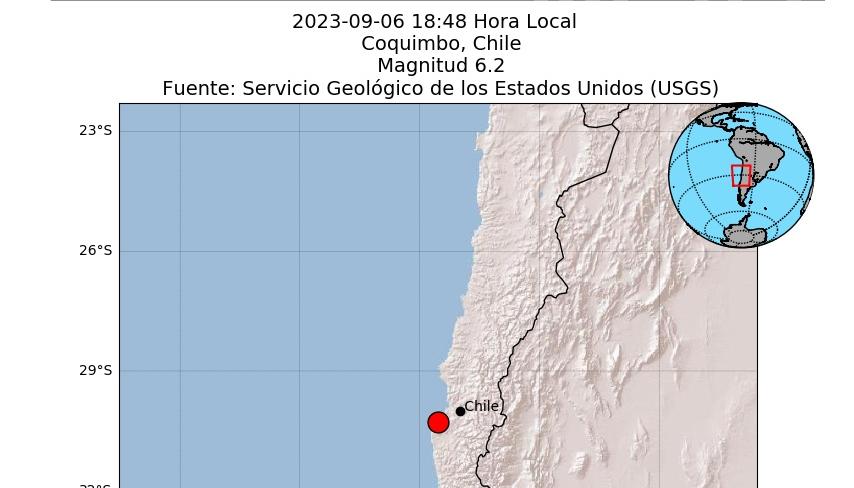 Sismo ocurrido hoy en Chile. 