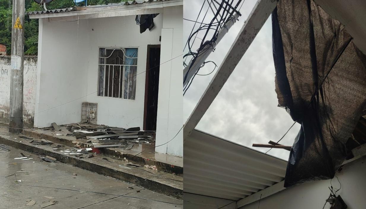 Algunas viviendas afectadas por el vendaval. 