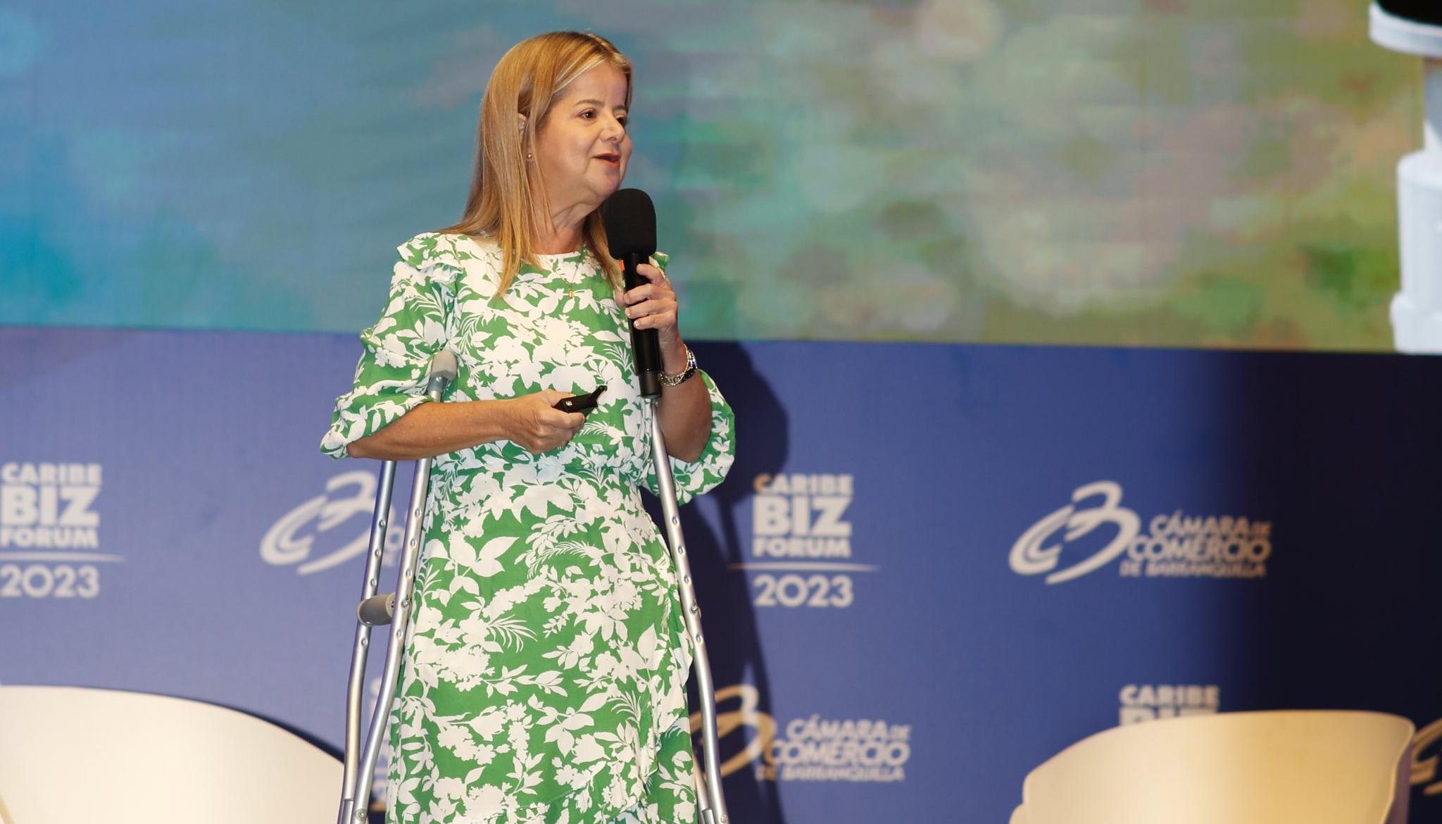La Gobernadora del Atlántico Elsa Noguera durante su intervención en el foro Caribe Biz.