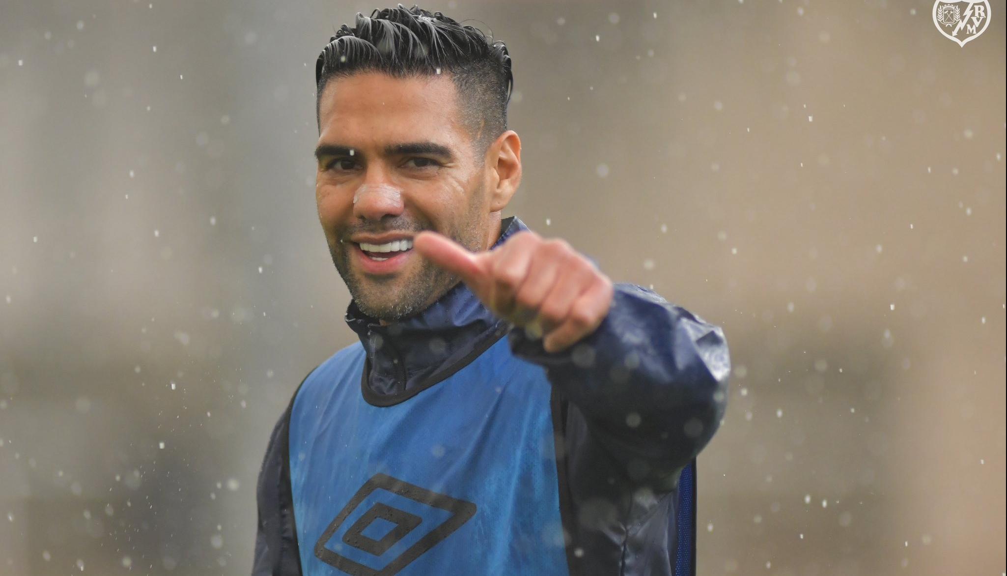 Radamel Falcao en un entrenamiento del Rayo Vallecano.