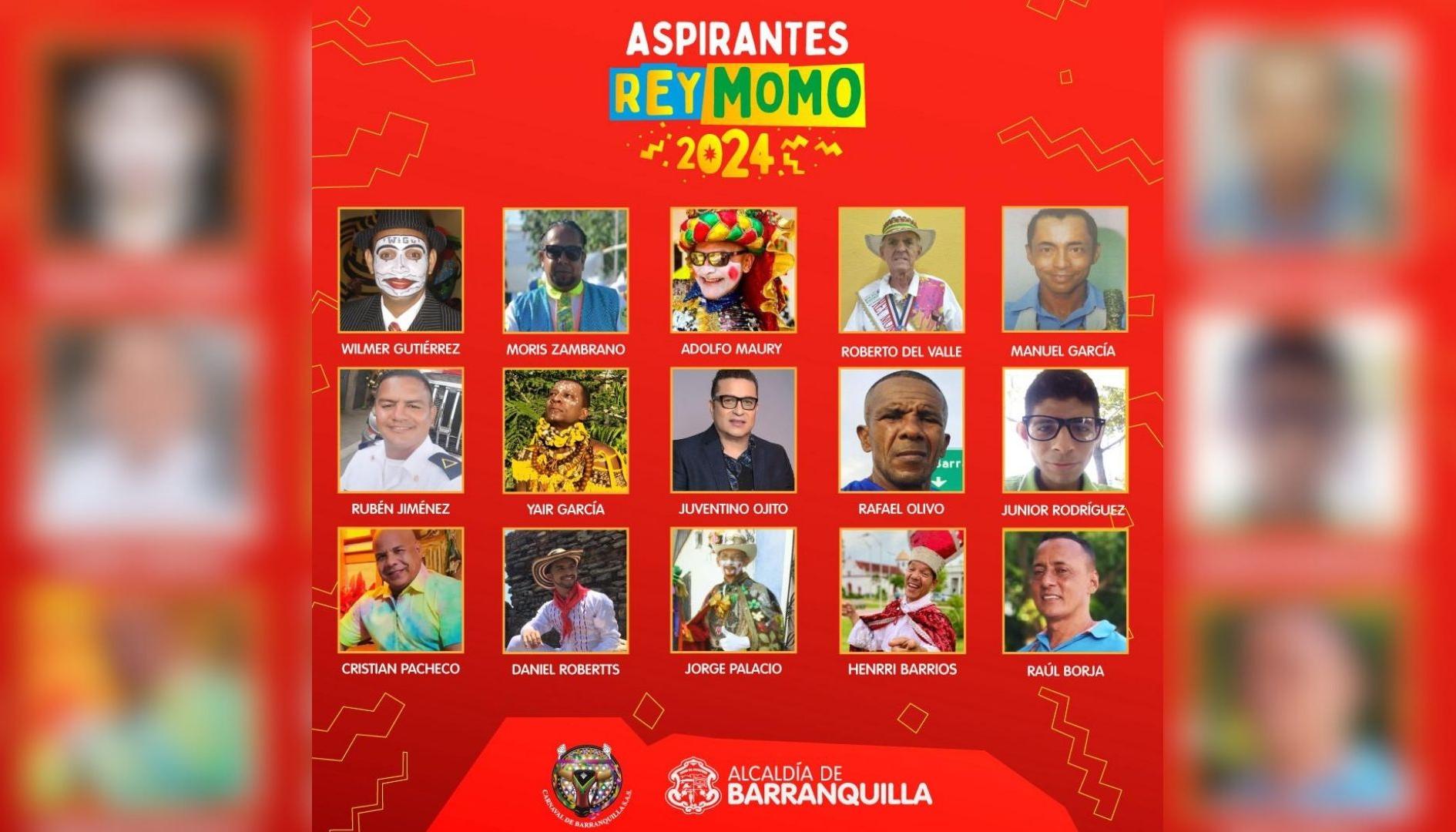 Aspirantes a Rey Momo 2024.