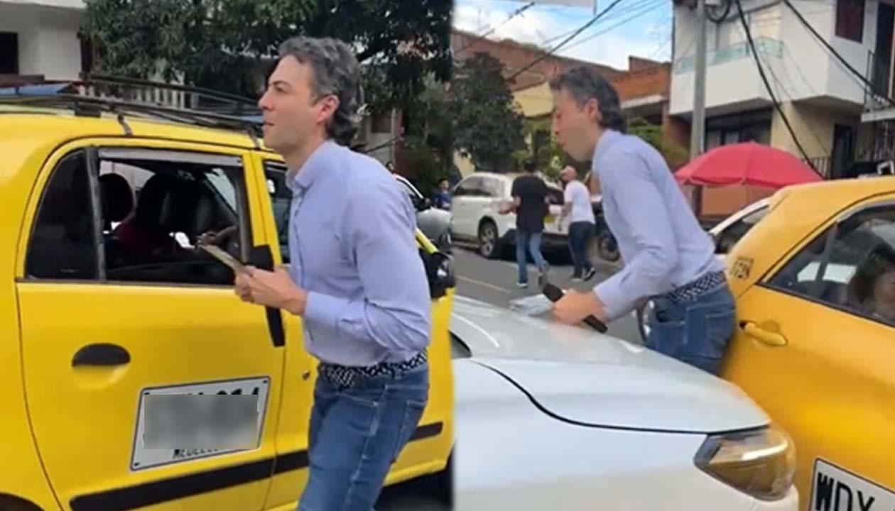 Daniel Quintero siendo atropellado por una camioneta en Medellín.