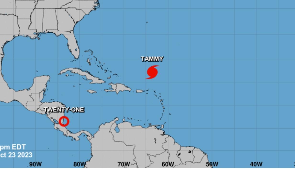 Depresión tropical 21 en costas de Nicaragua. 