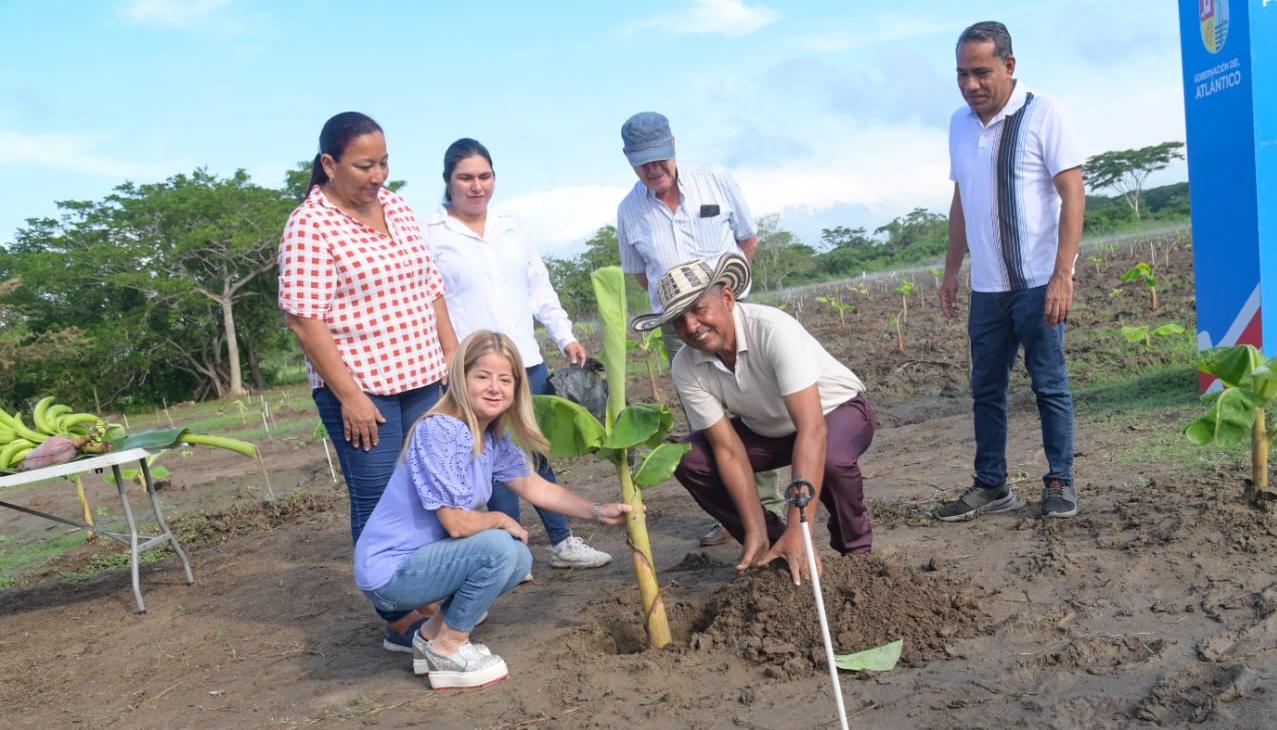 La Gobernadora Elsa Noguera en los campos de Santa Lucía.