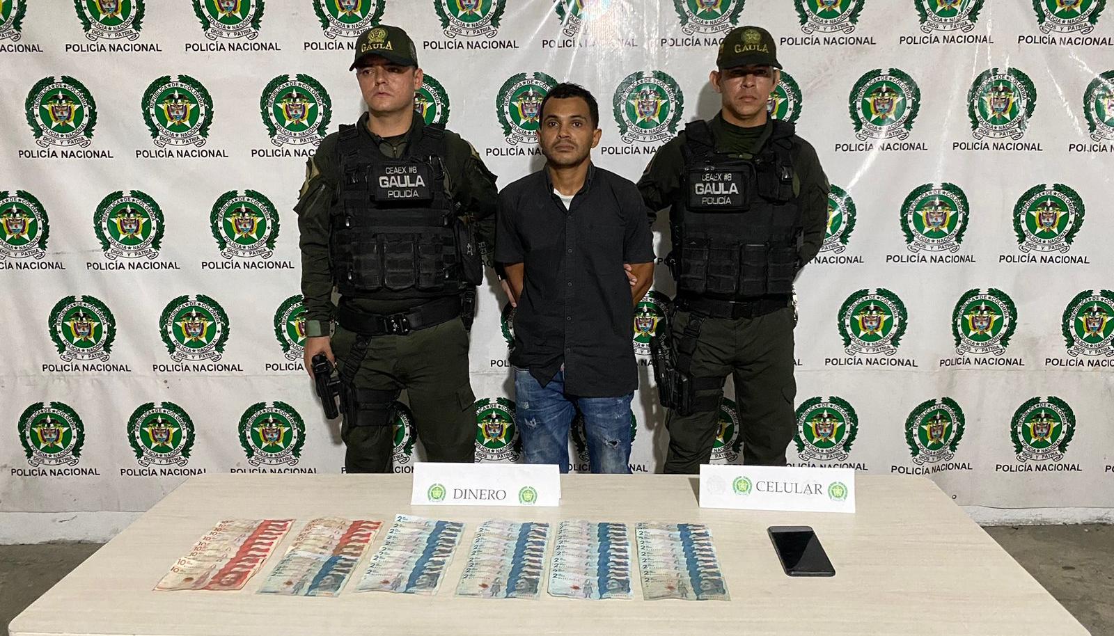 Captura en flagrancia por extorsión en el municipio de Malambo.