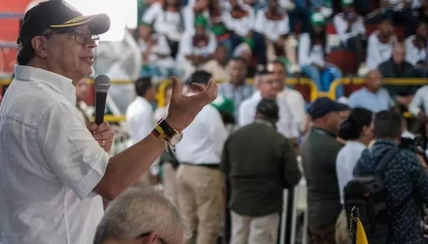 El Presidente Gustavo Petro, durante su intervención en Tumaco.