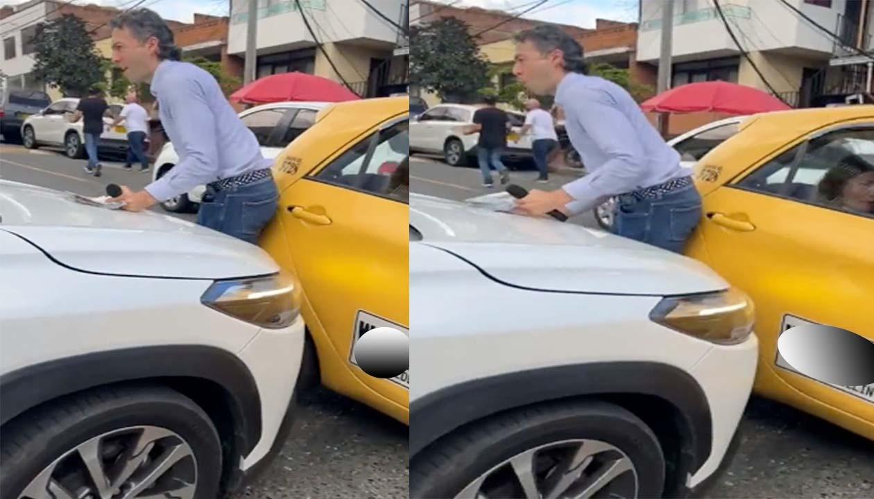 Daniel Quintero siendo atropellado por una camioneta en Medellín.