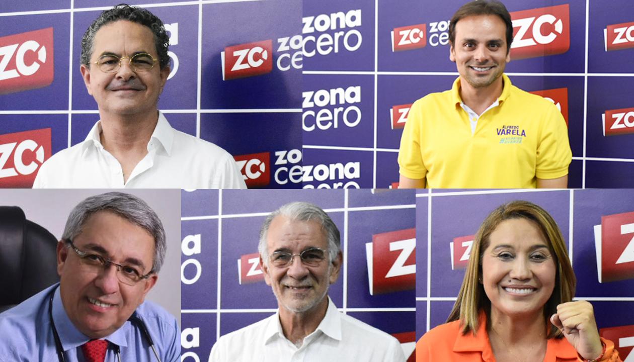 Raimundo Marenco, Alfredo Varela, Juan Acuña, Eduardo Verano y Verónica Patiño, en el orden en el que aparecen en el tarjetón