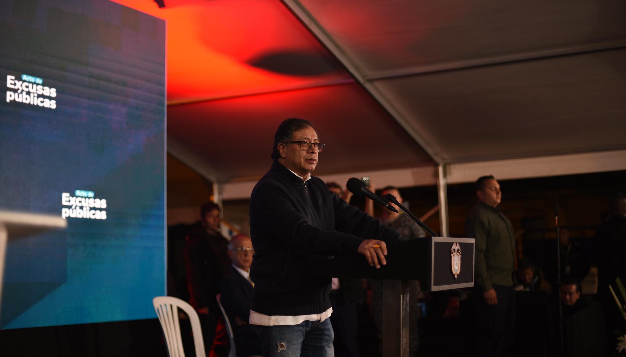 El Presidente Petro en el acto de excusas públicas sobre falsos positivos en Bogotá y Soacha