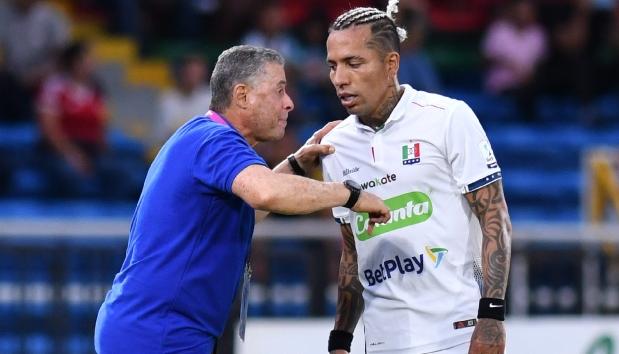 Pedro Sarmiento, técnico del Once Caldas, y Dayro Moreno.  