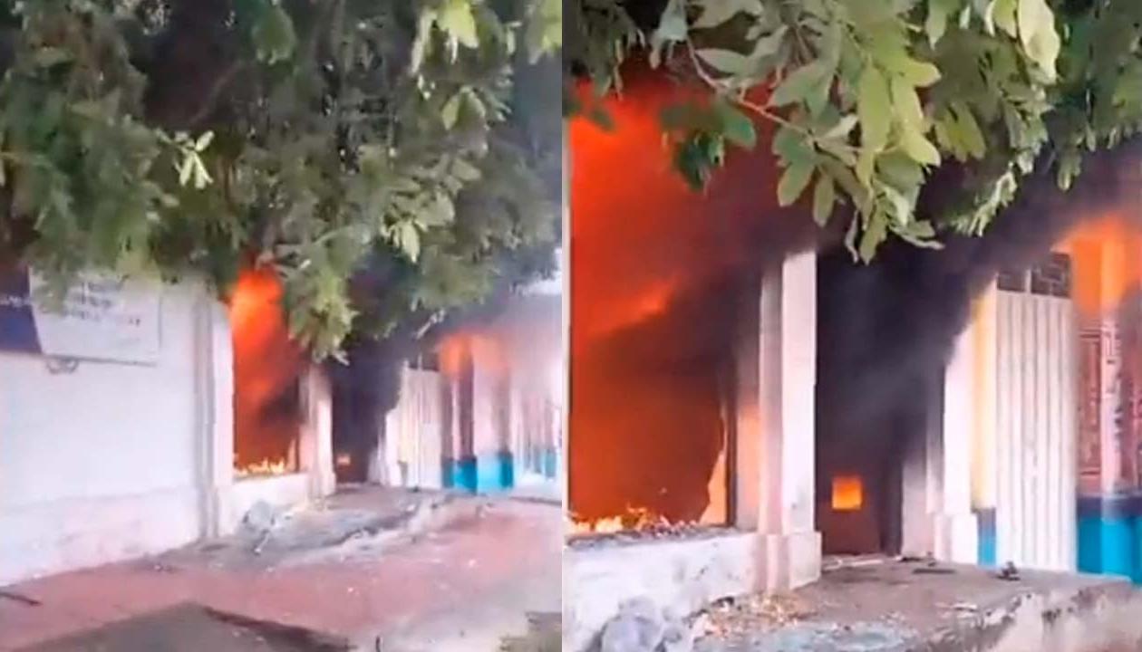 Incendio en la sede de la Registraduría en Gamarra, Cesar.
