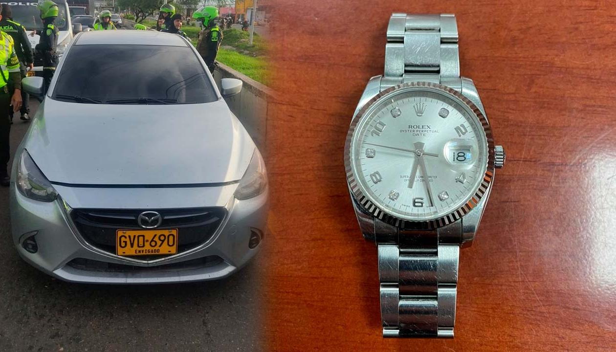 El vehículo donde se movilizaban los sospechosos con el Rolex robado