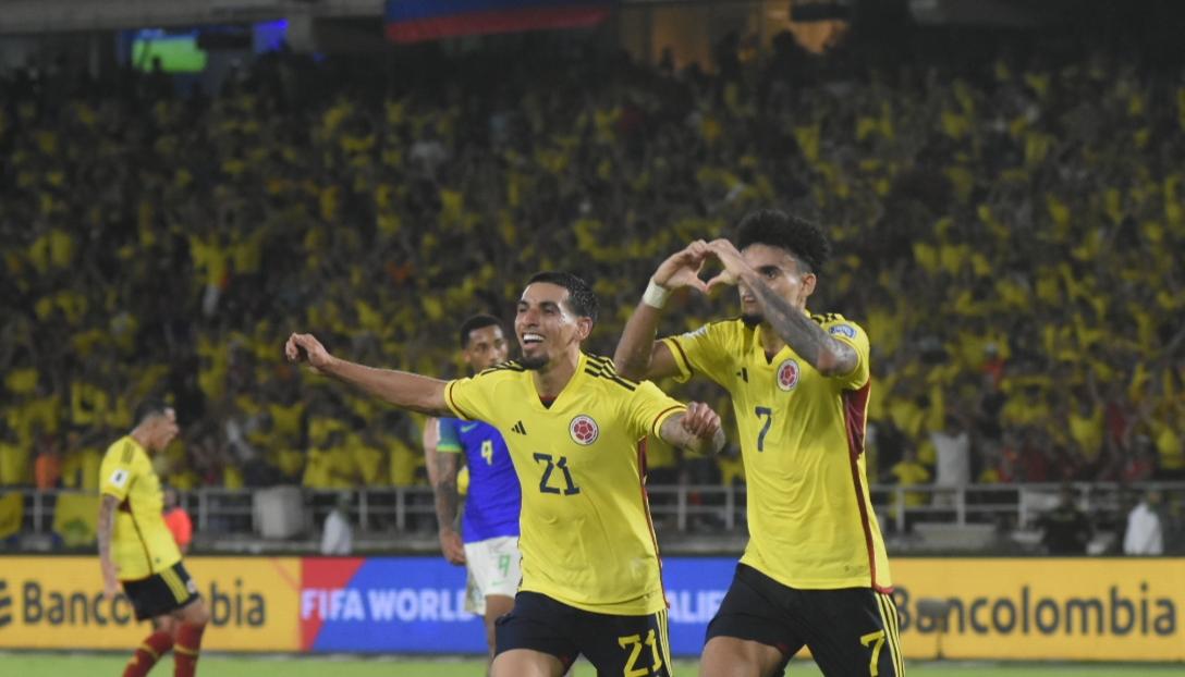 Celebración de Luis Díaz en su segundo gol.