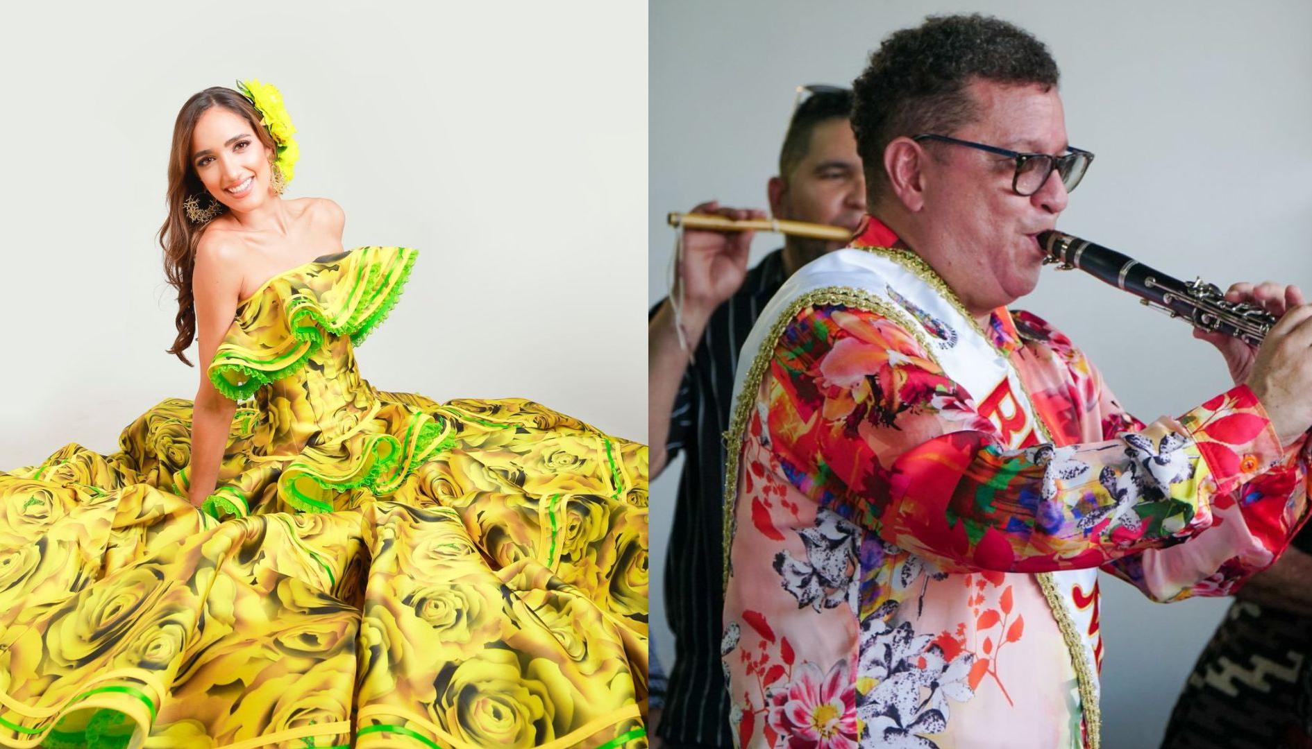 Melissa Cure, reina del Carnaval de Barranquilla 2024, y Juventino Ojito, rey Momo 2024.