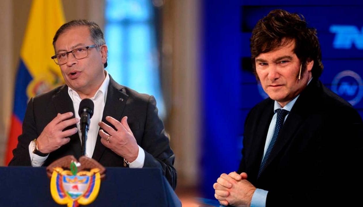 El presidente de Colombia, Gustavo Petro, y el nuevo mandatario de Argentina, Javier Milei