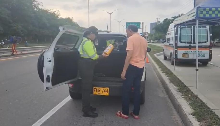 Controles en las vías de la Policía Metropolitana de Barranquilla. 