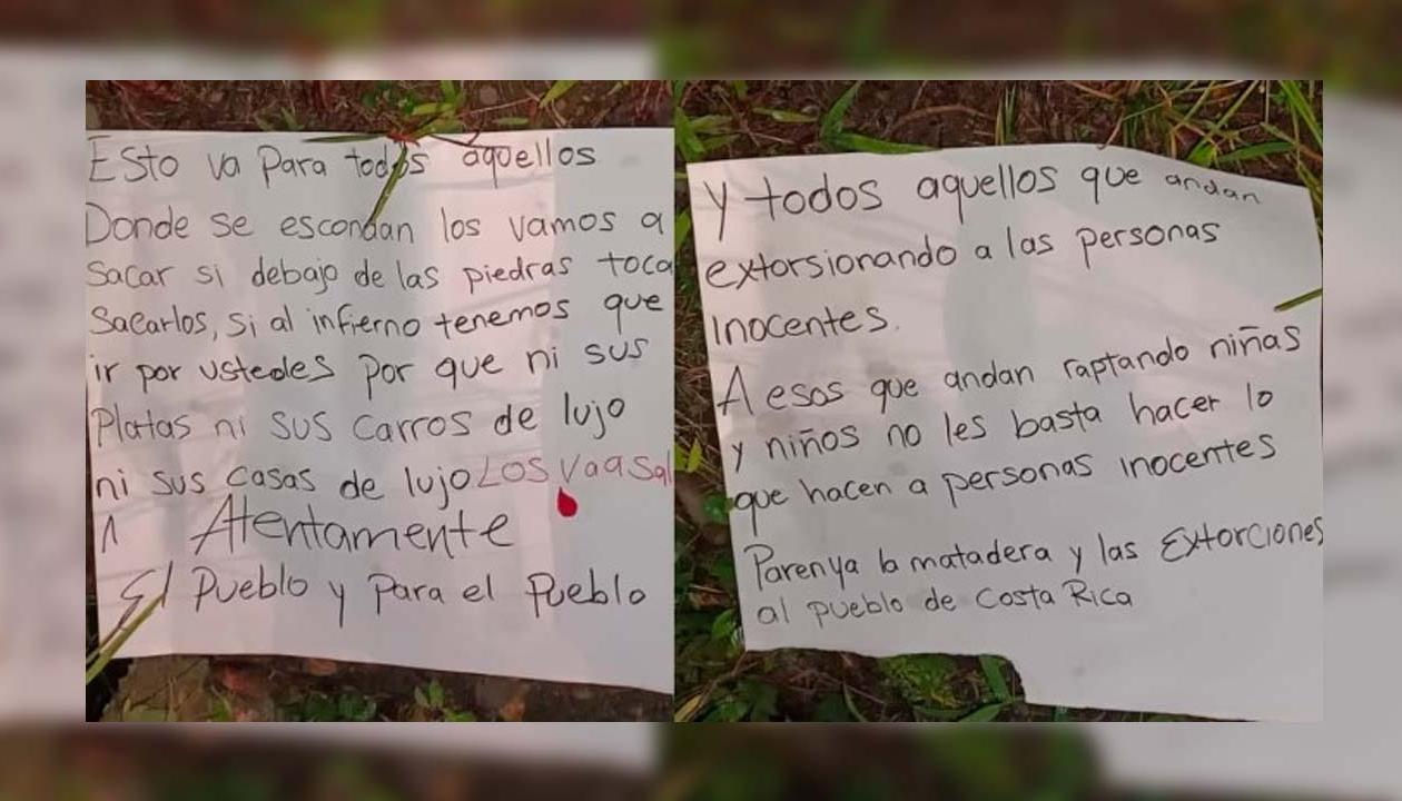 Los mensajes que aparecieron cerca de la zona del triple homicidio