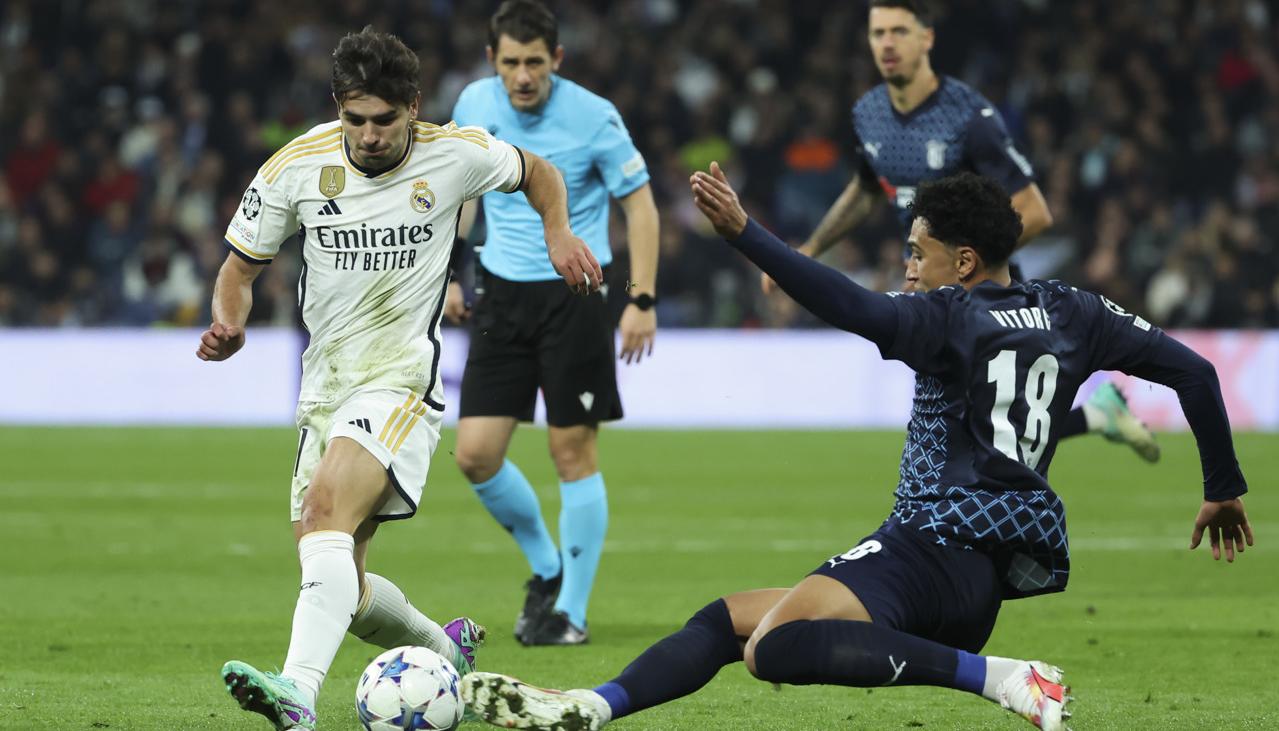 Brahim Díaz fue inicialista y marcó el primer gol del Real Madrid.