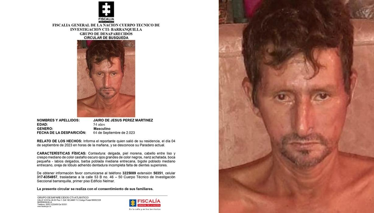 Jairo De Jesús Pérez Martínez, desaparecido.