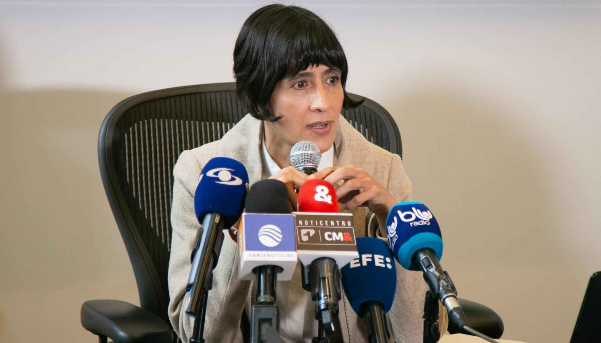 La ministra de Ambiente y Desarrollo Sostenible, Susana Muhamad, durante una rueda de prensa.