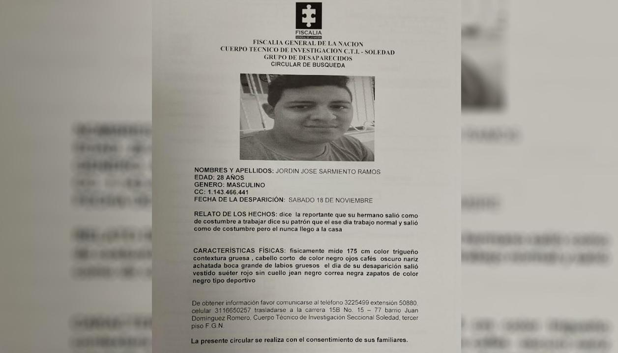 Jordin José Sarmiento Ramos, desaparecido.