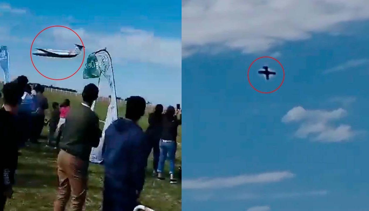 La aeronave militar cuando caía en plena exhibición