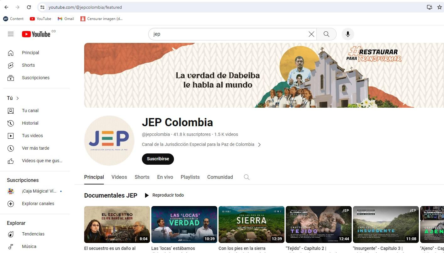 Canal de YouTube de la JEP