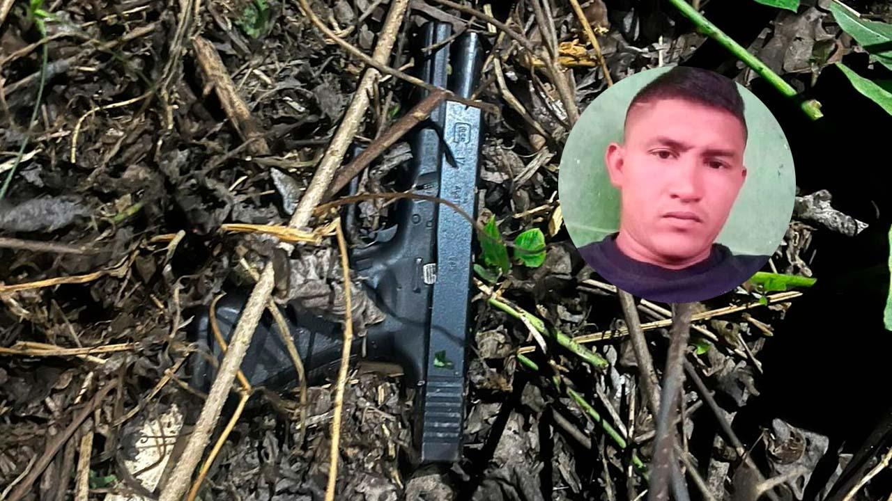 Alias 'El Cofla', abatido por la policía y arma incautada. 