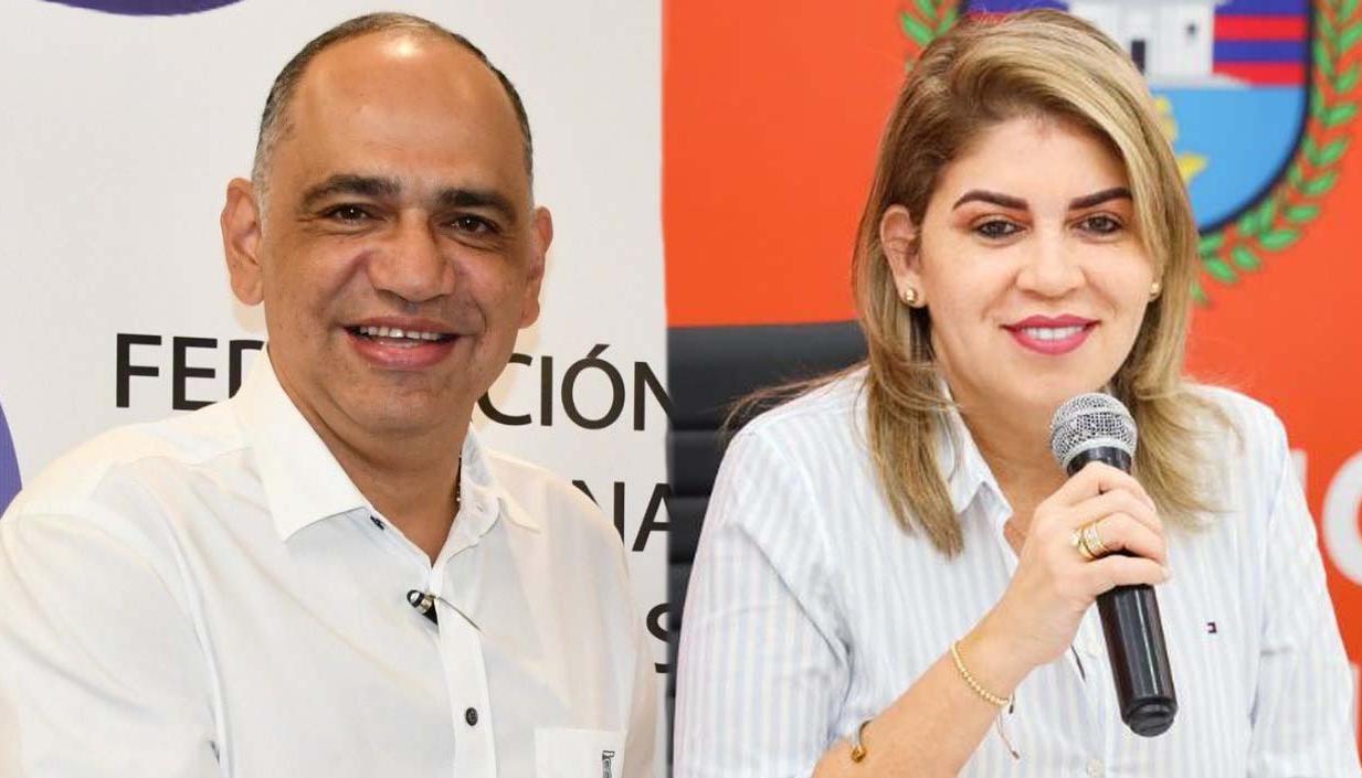 Carlos Pinedo, alcalde electo de Santa Marta; y Virna Johnson, actual alcaldesa. 