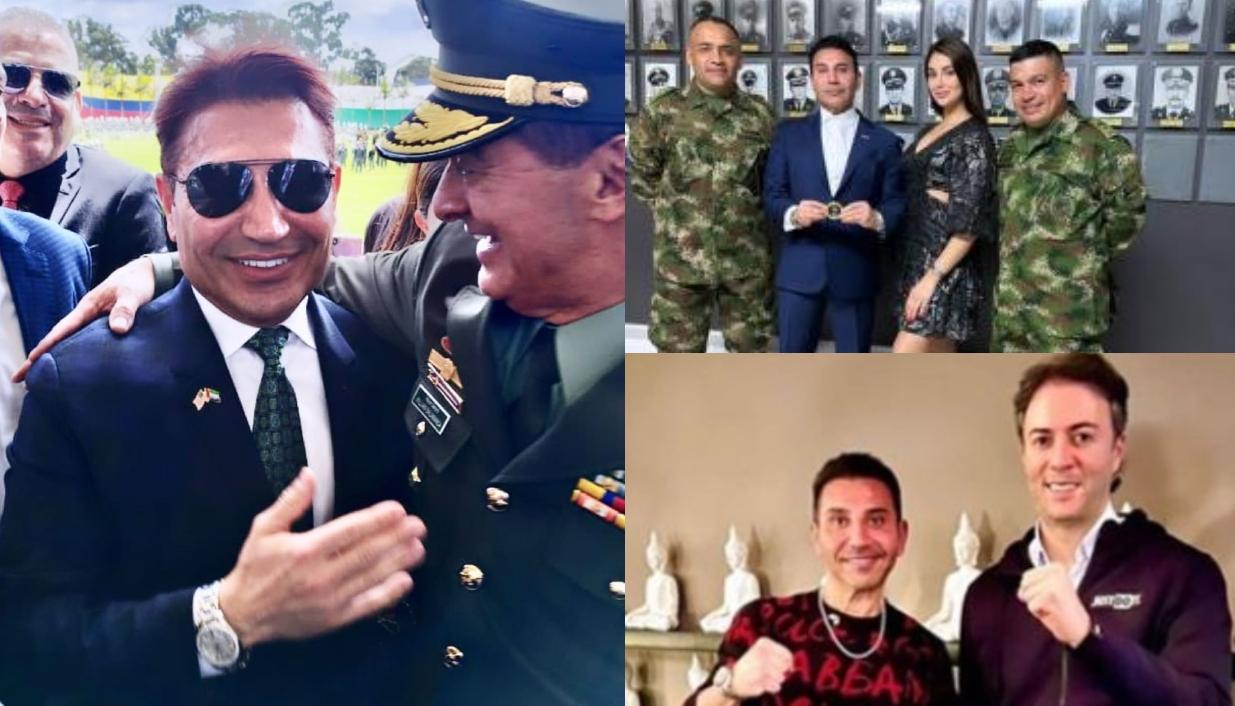Fereidoun Khalilian con el general William Salamanca y el exalcalde Daniel Quintero.