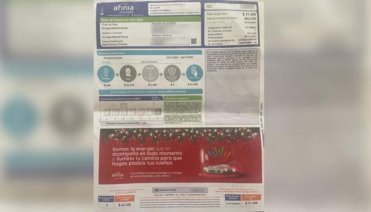 El impuesto se cobrará a través del recibo de la energía de la empresa Afinia, empresa prestadora en Bolívar