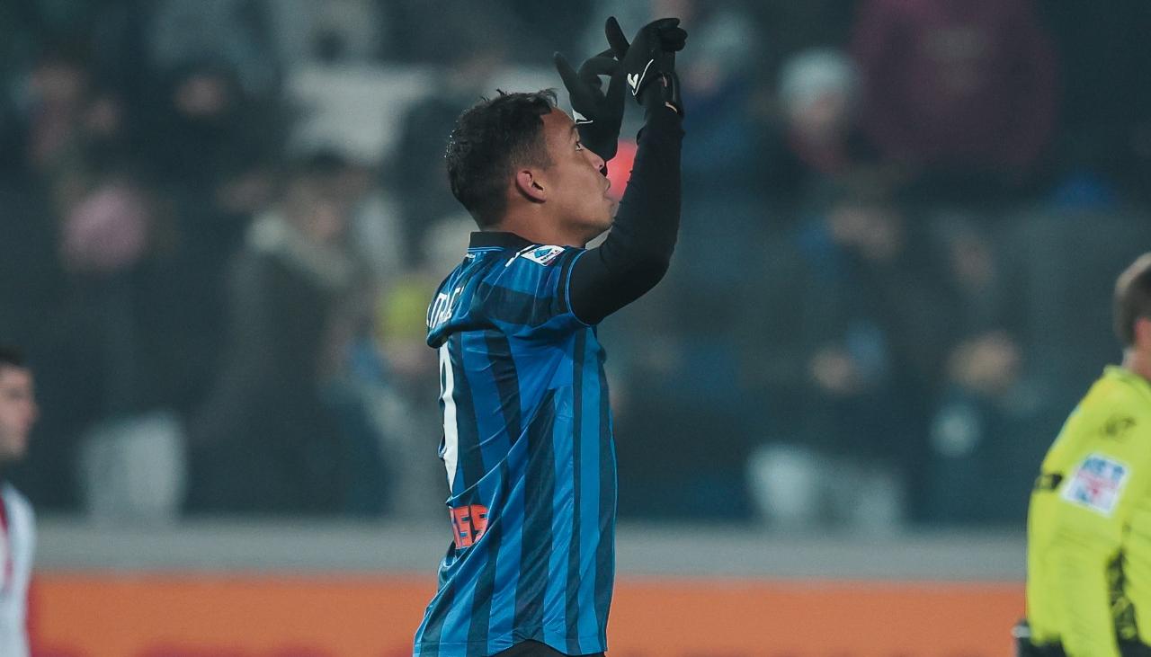 Luis Fernando Muriel en la celebración de su gol ante el Milan.