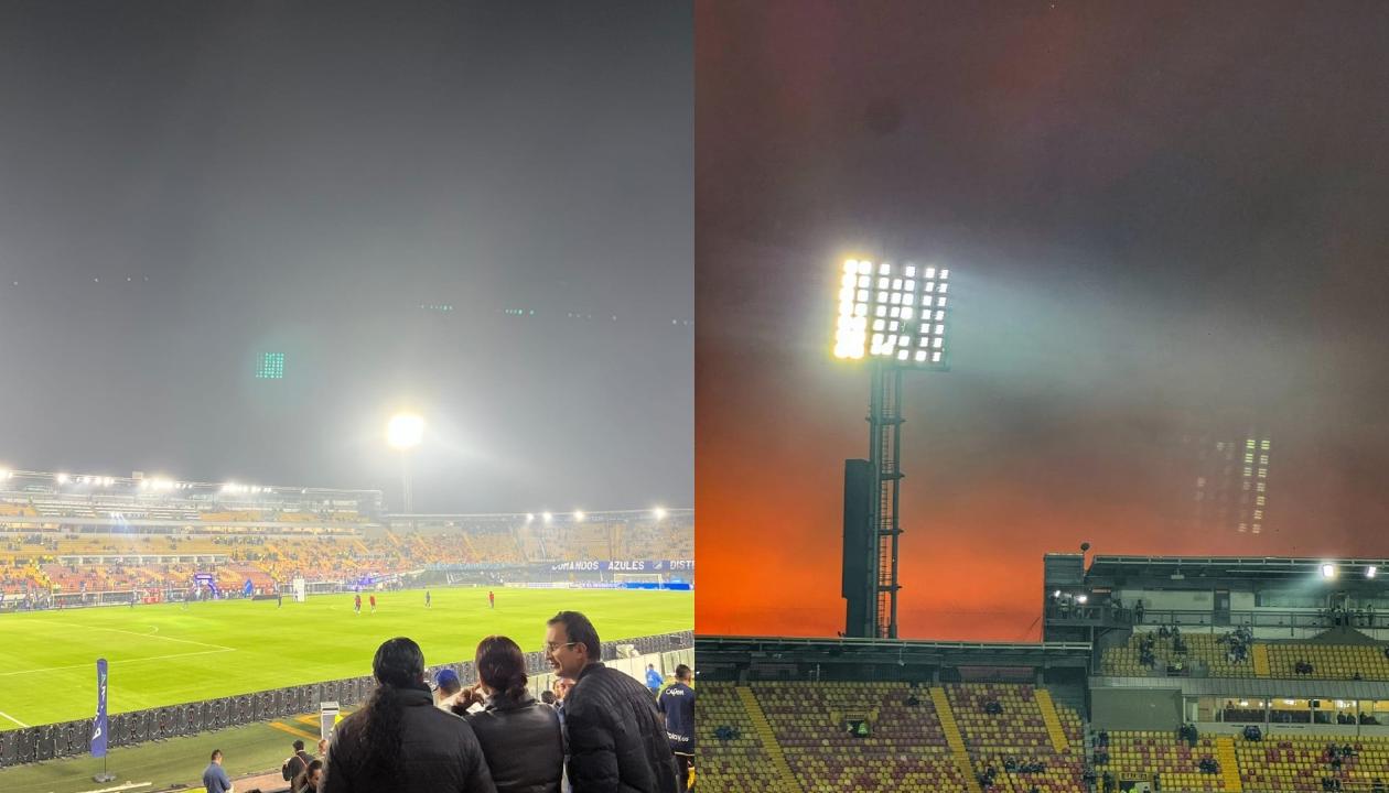 El humo se puede presenciar desde las graderías de El Campín.
