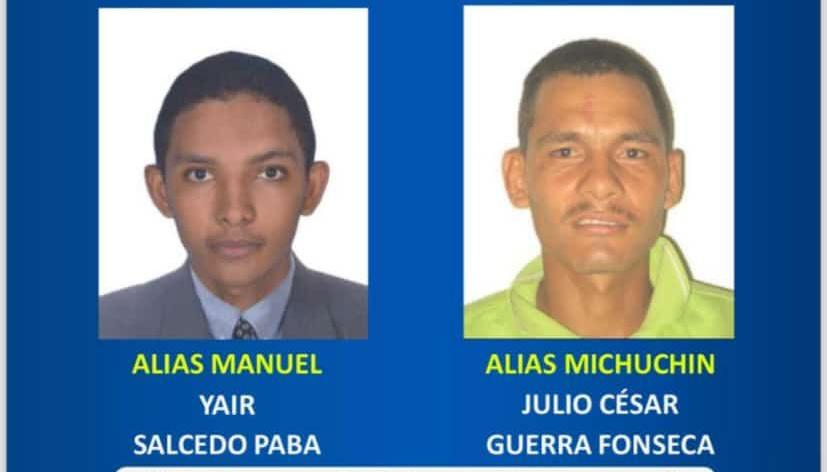 Los dos presuntos responsables del ataque a bala a camioneta de la Policía. 