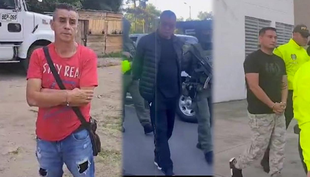 Los tres capturados en el operativo. 