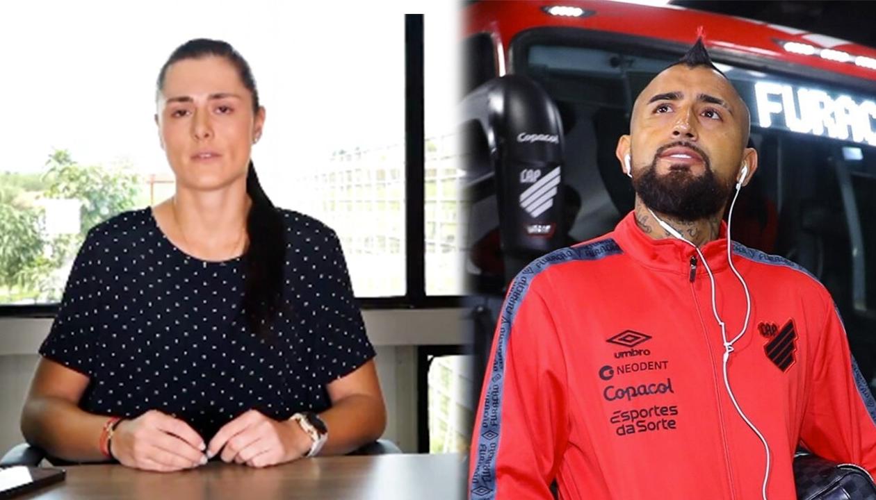 Marcela Gómez, presidenta del América, y Arturo Vidal.