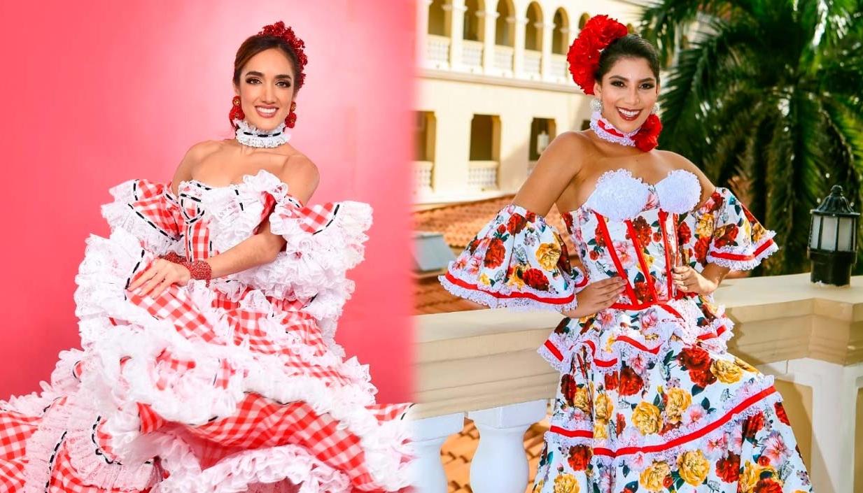Melissa Cure, Reina del Carnaval de Barranquilla 2024, y Natalya Ruiz, Reina del Carnaval de la 44