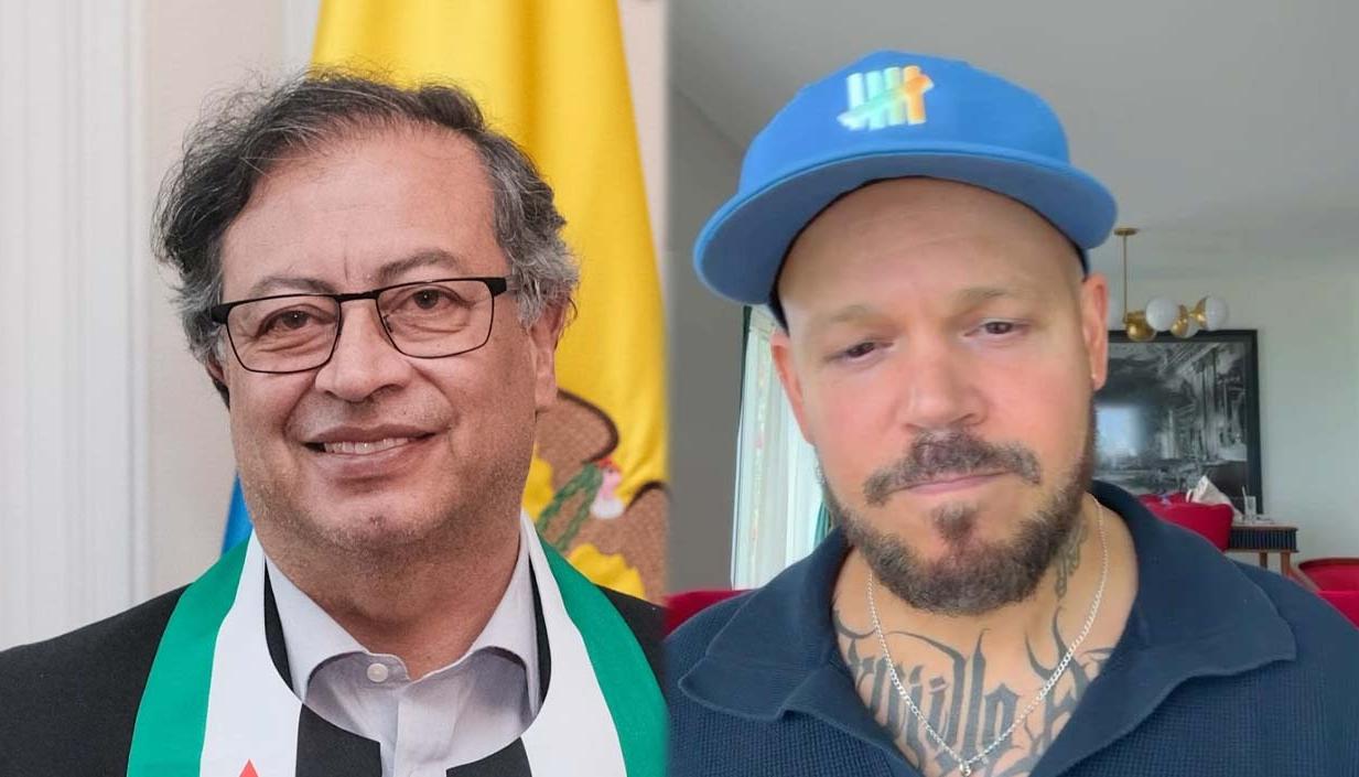 Gustavo Petro y el artista puertorriqueño René Pérez. 