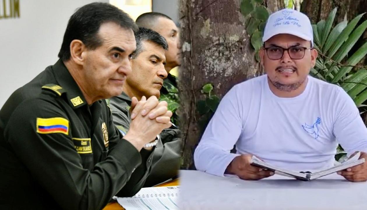 El director de la Policía, general William René Salamanca, y alias 'Allende'.
